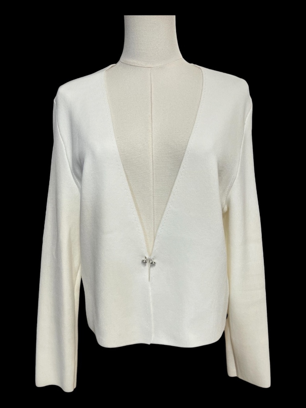 EUC Hugo Boss White Silver Hook Front Cardigan | Size Large